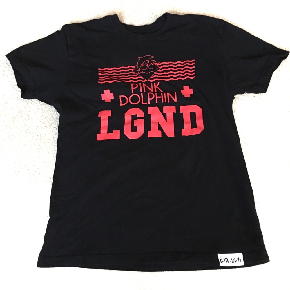 Pink + Dolphin LGND Black Tee Pink Graphic -M